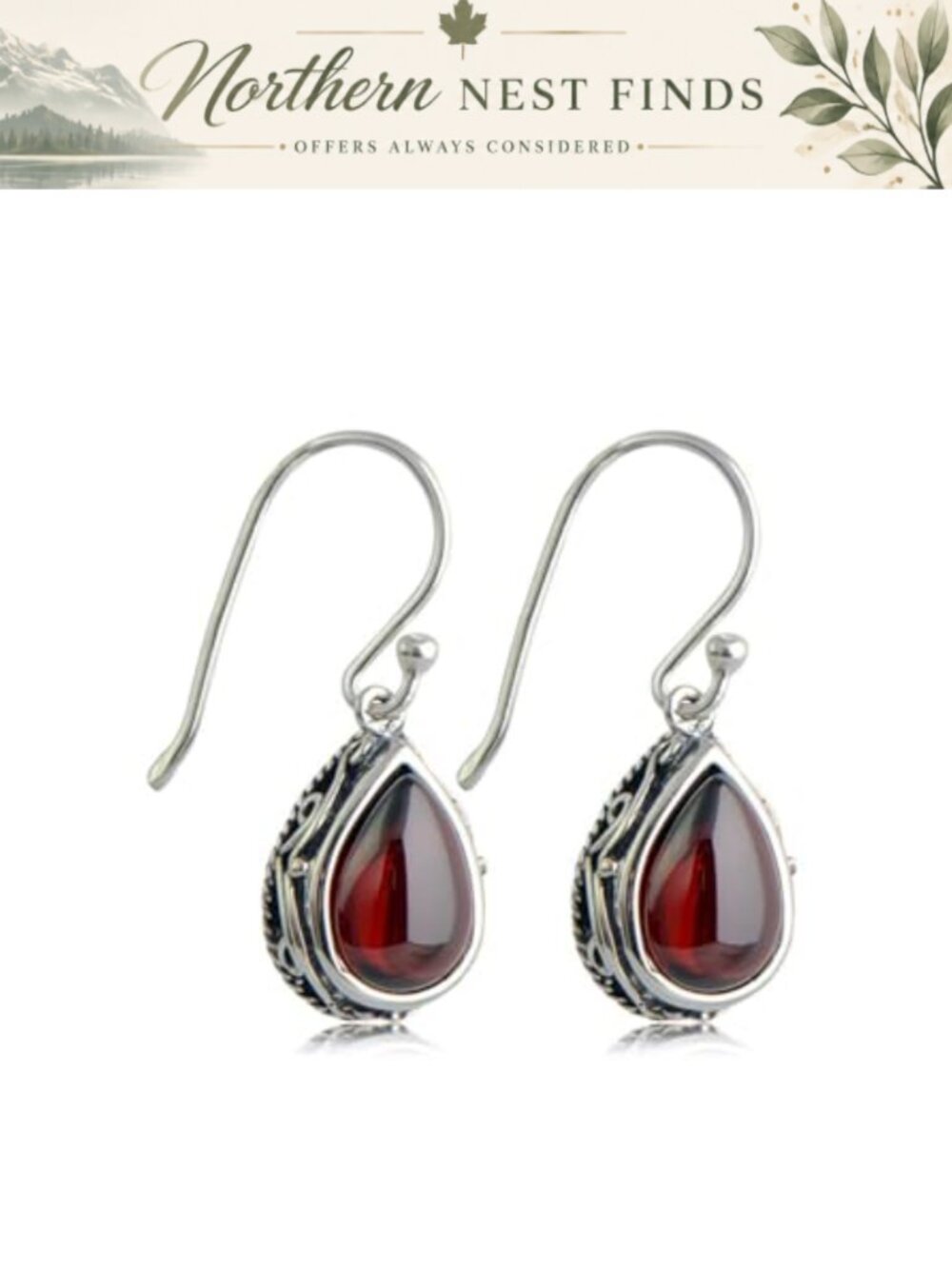 Vintage Teardrop Gemstone Dangle Earrings for Women Emerald Garnet Crystal Retro